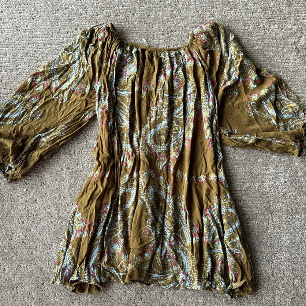 Free People Olive Peasant Babydoll Dress_8